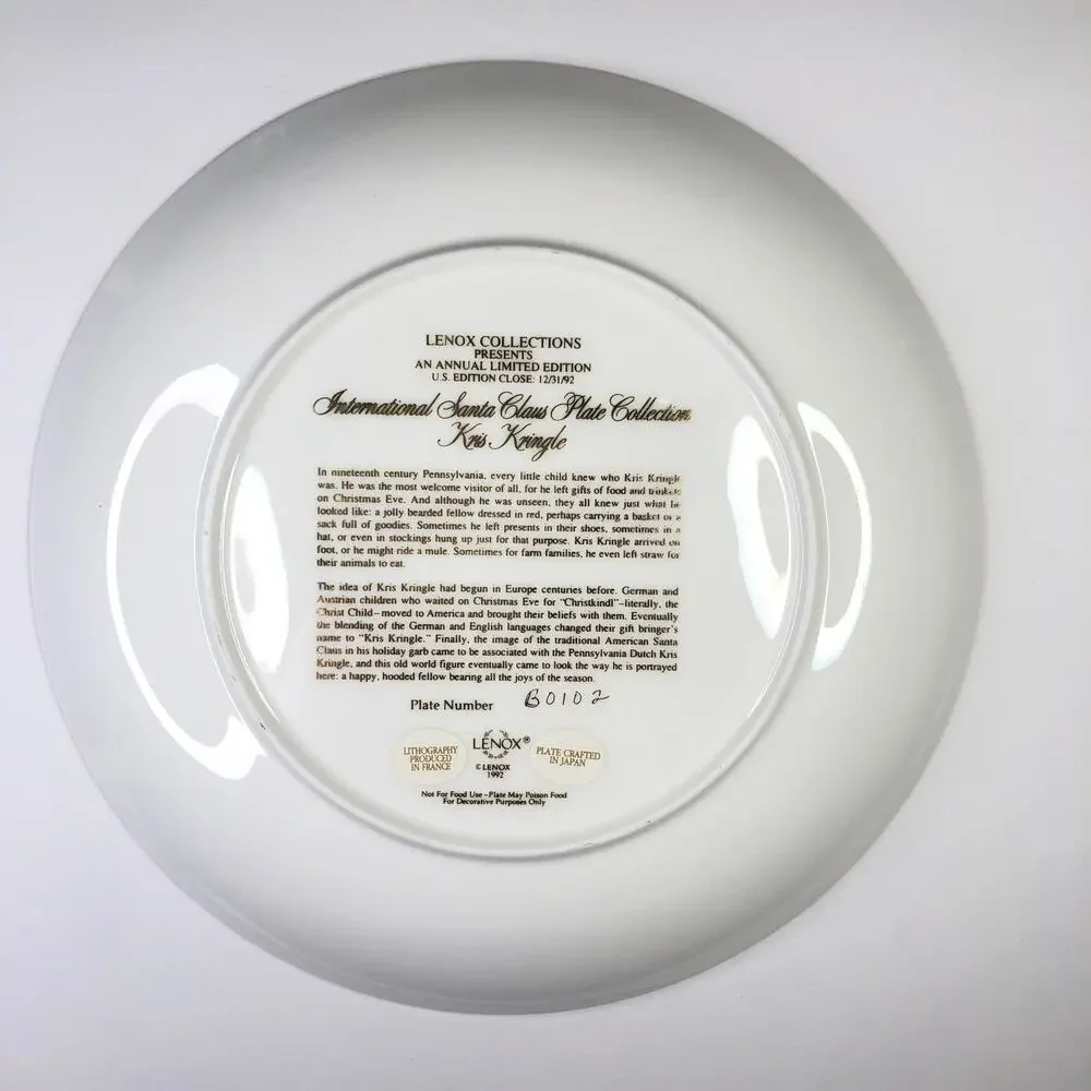 Lenox 1992 International Santa Claus Plate Collection Kris Kringle EUC B0102